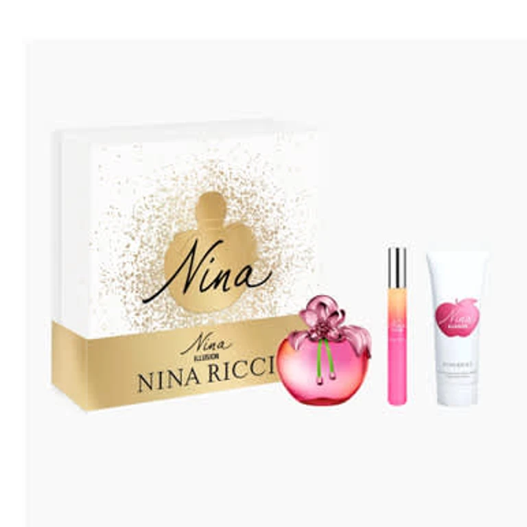 Nina Illusion 3 Pcs Set For Women: 2.7 Eau De Parfum + 0.34 Eau De Parfum Roll-On + 2.5 Body Lotion