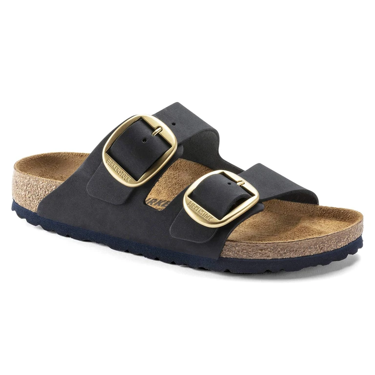 Arizona Big Buckle Nubuck Leather Midnight Sandals