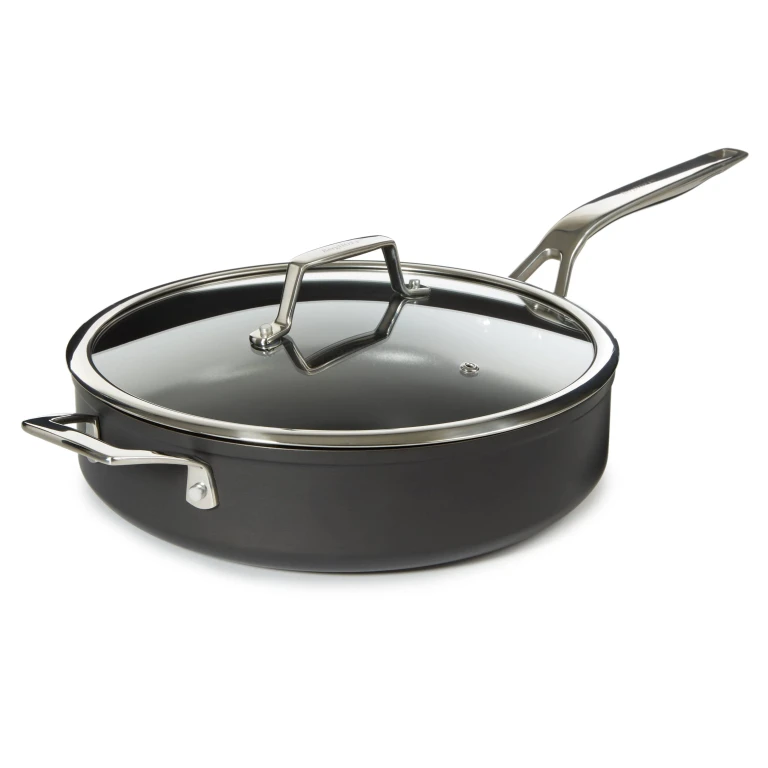 Essentials Nonstick Hard Anodized 11" Deep Skillet 4.3qt. With Glass Lid, Black