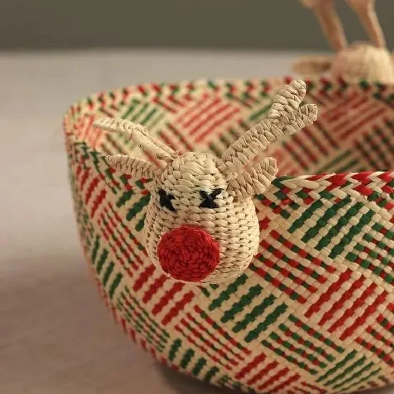 Candy Cane Basket - Handmade Iraca Palm