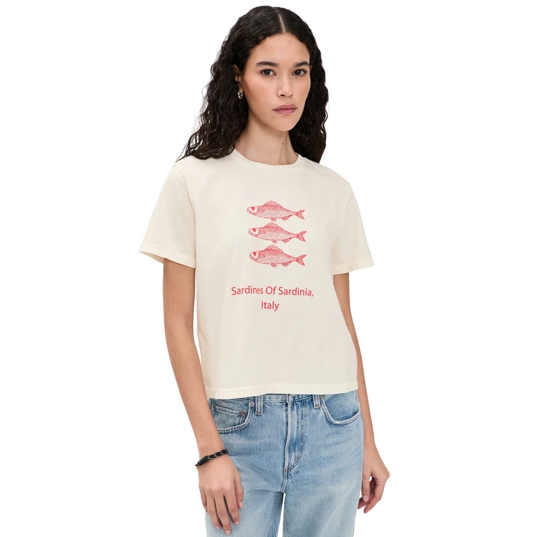 Sunny Somewhere Sardines of Sardinia Everyday Tee Off White S