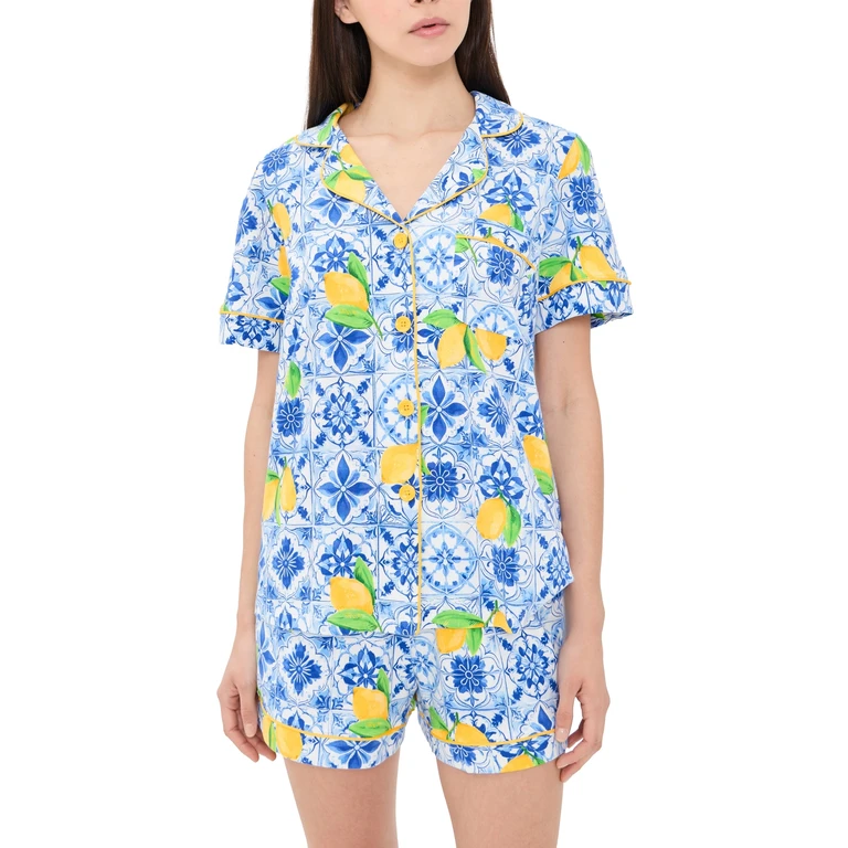 BedHead PJs Short Sleeve Shorts Pajama Set Azure Summer XL