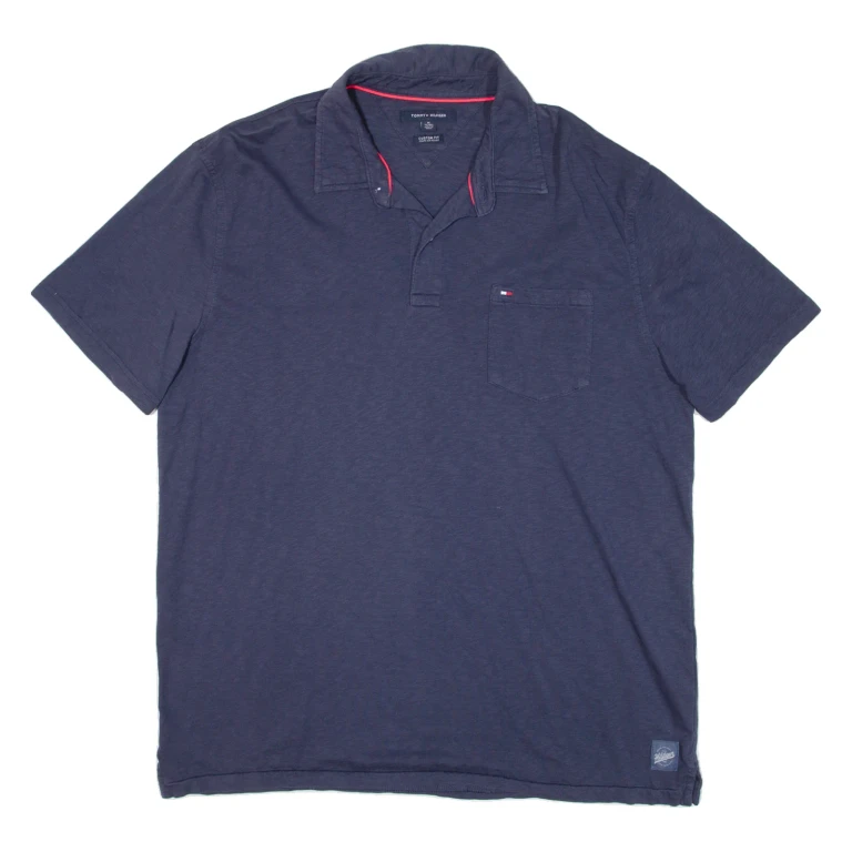TOMMY HILFIGER Custom Fit Mens Polo Shirt Blue XL