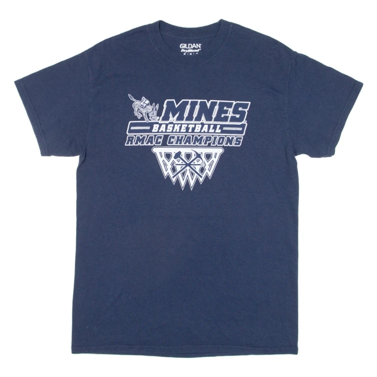 GILDAN Mines Basketball Mens T-Shirt Blue USA M