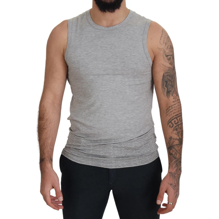 Ermanno Scervino Grey Sleeveless Men Pullover T-Shirt Gray Cotton - Men
