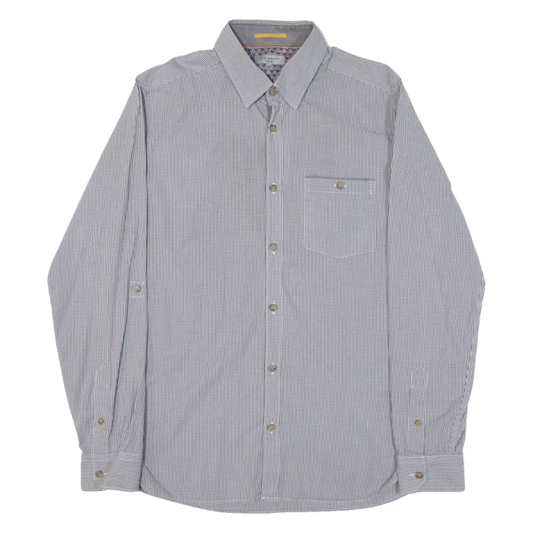 TED BAKER Mens Shirt Blue Gingham Long Sleeve S