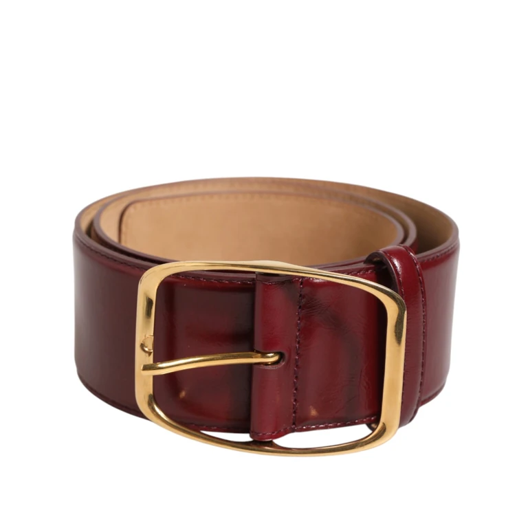Dolce & Gabbana Burgundy Leather Gold Metal Buckle Women Belt 100lf - Women