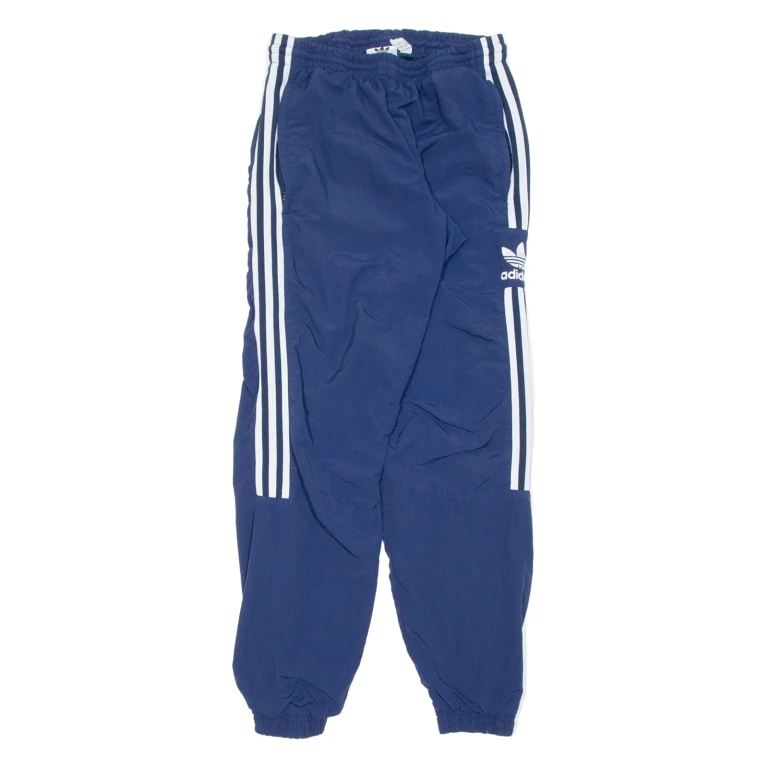 ADIDAS Mens Track Pants Blue Tapered XS W26 L30