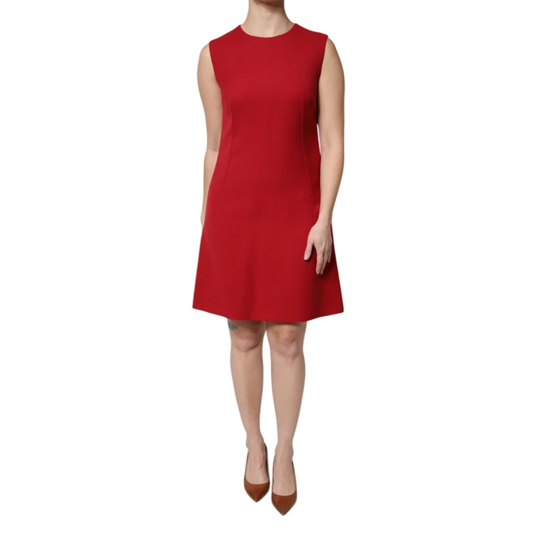 Dolce & Gabbana Red Wool Sleeveless Knee Length A-Line Dress - Women
