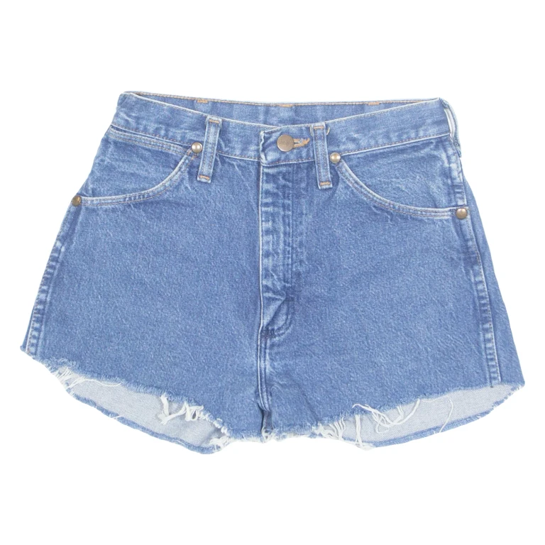WRANGLER Cut Off Womens Denim Shorts Blue 90s XS W25