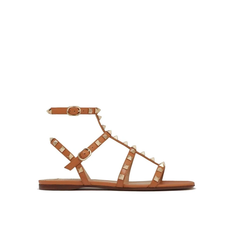 Valentino Garavani Brown Leather Flat Sandals - Women