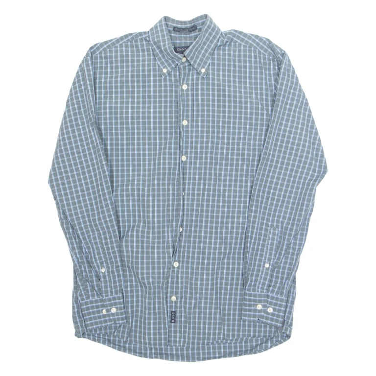 GANT Mens Shirt Blue Check Long Sleeve M