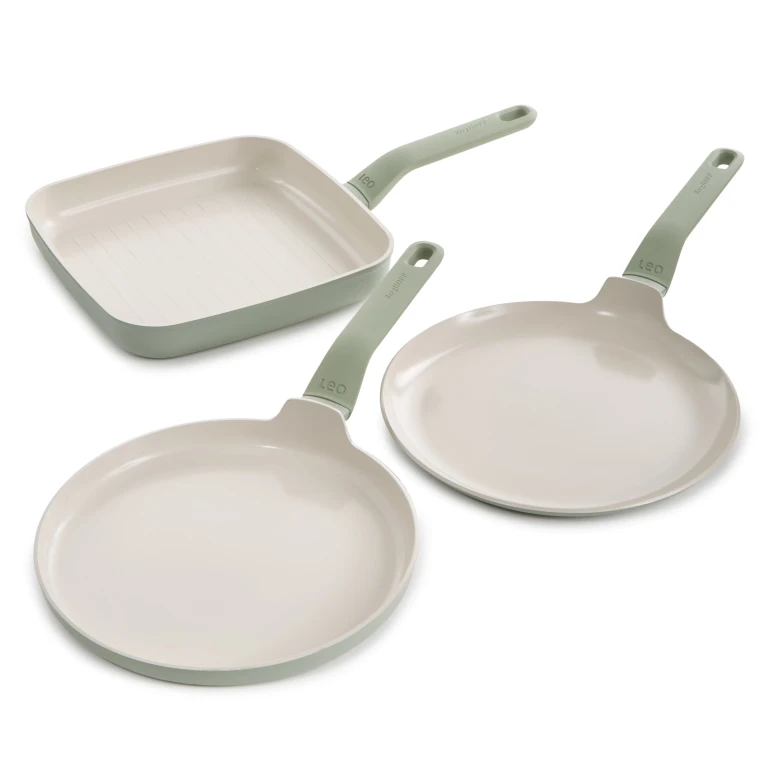 Balance 3Pc Nonstick Ceramic Specialty Cookware Set, Recycled Aluminum, Sage