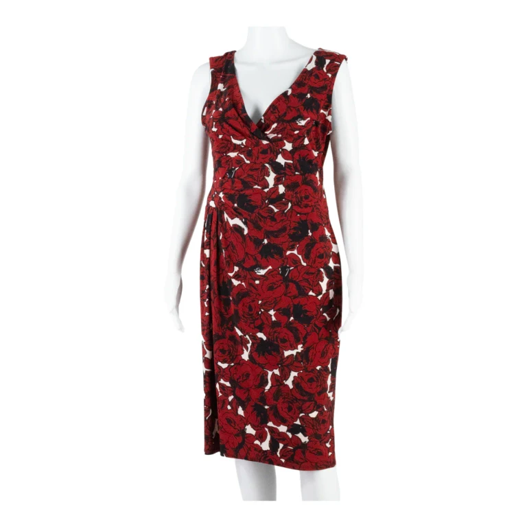 PHASE EIGHT Womens Bodycon Dress Red Floral Sleeveless Midi M