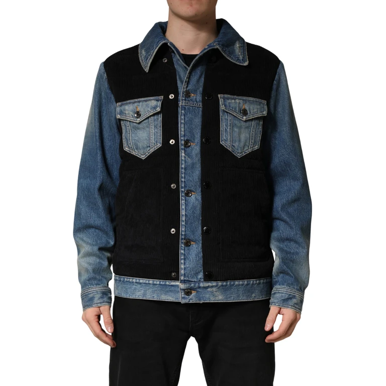 Dolce & Gabbana Black Blue Cotton Denim Blouson Men Jacket And Clothing - Men