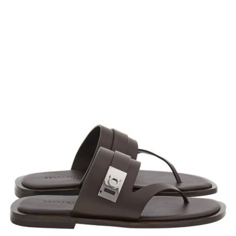 Ferragamo Dickens Leather Thong Sandals, Size 9