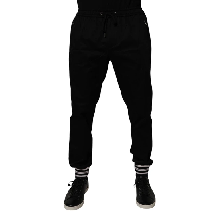 Dolce & Gabbana Black Cotton Stretch Jogger Sweatpants Pants Elastane - Men