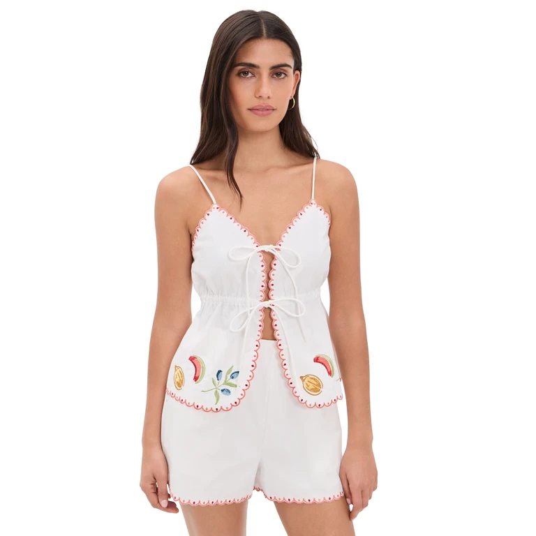 MINKPINK Santorini Embroidered Cami White M