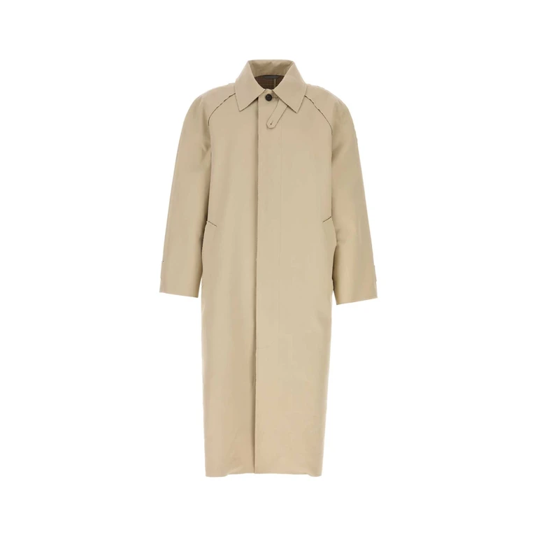 Beige Cotton Trench Coat Brownbeige Exterior: Cappotti - Men