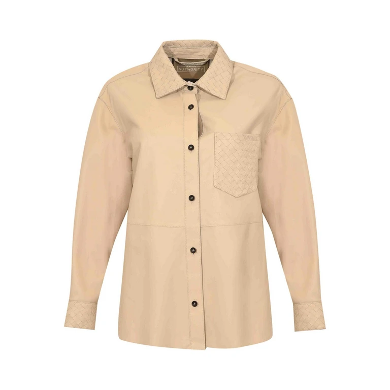 Blouson En Cuir - Blanc (ESSAOUIRAWEAVED016)