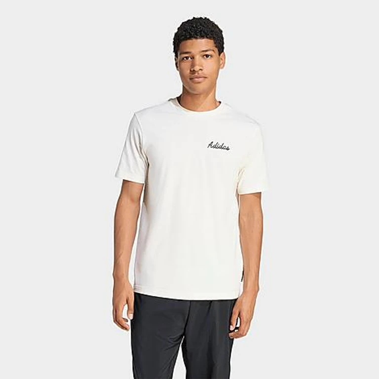 adidas Men's Novelty Bowl Graphic T-Shirt in Off White Size: Small