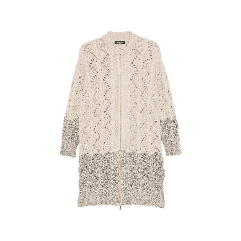 Open-knit Zip-up Cardigan