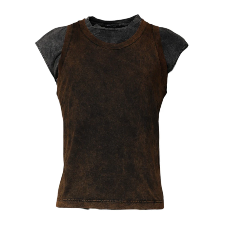Dolce & Gabbana Brown Cotton Round Neck Sleeveless T-Shirt - Men