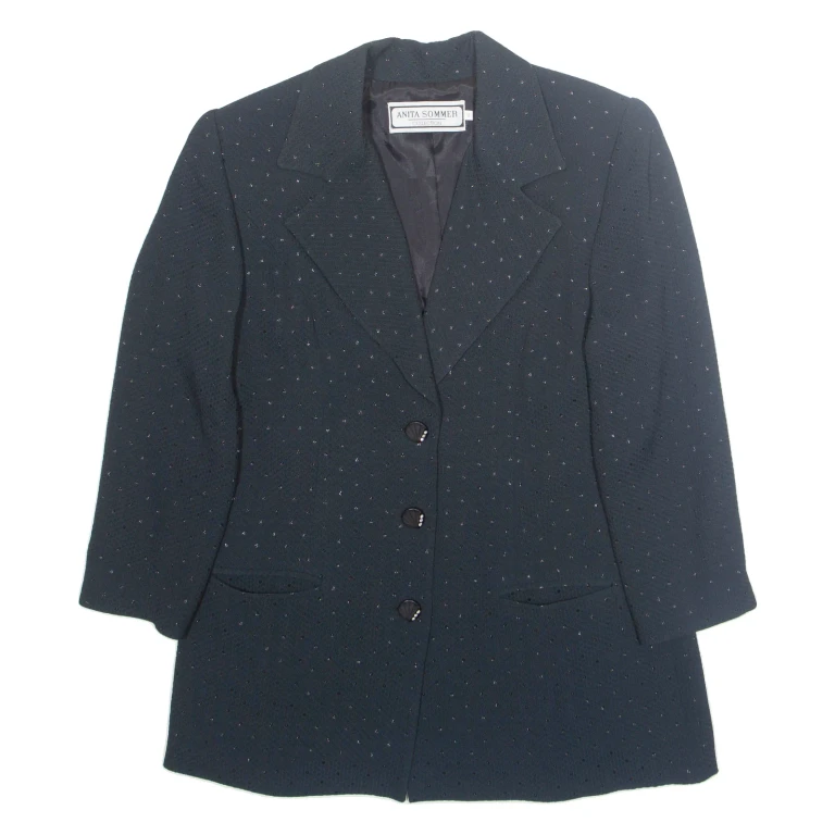 ANITA SOMMER Womens Blazer Jacket Black Polka Dot L