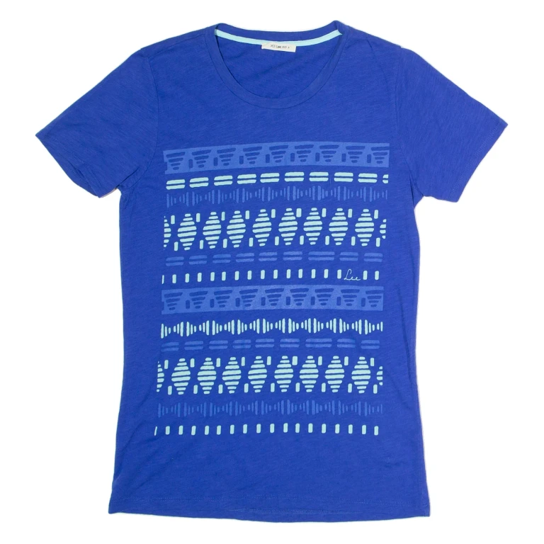 LEE Mens T-Shirt Blue Crew Neck S