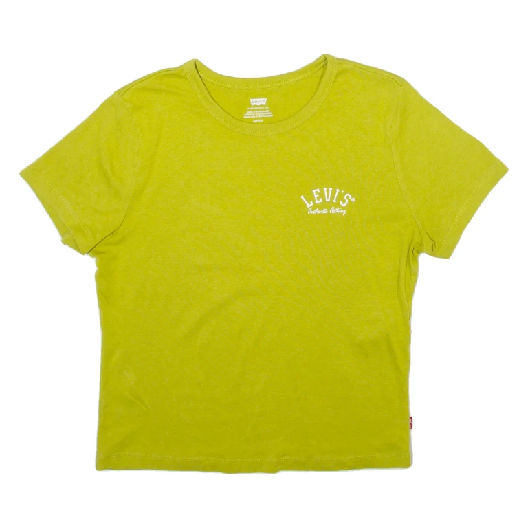 LEVI'S Womens T-Shirt Green Crew Neck S