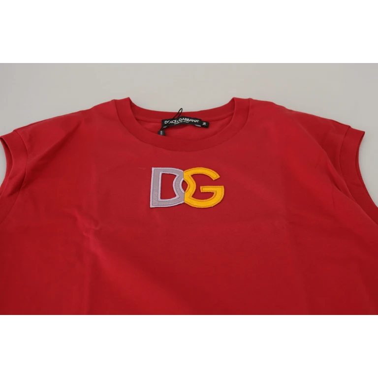 Dolce & Gabbana Red Cotton Dg Logo Tank Top T-Shirt - Women