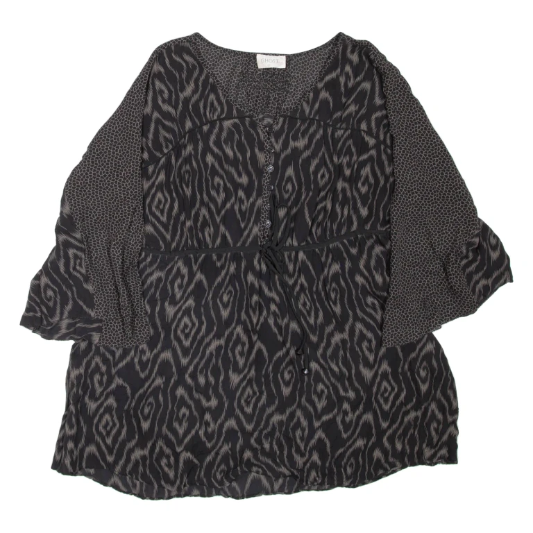 GHOST Womens Printed Blouse Black Crazy Pattern L