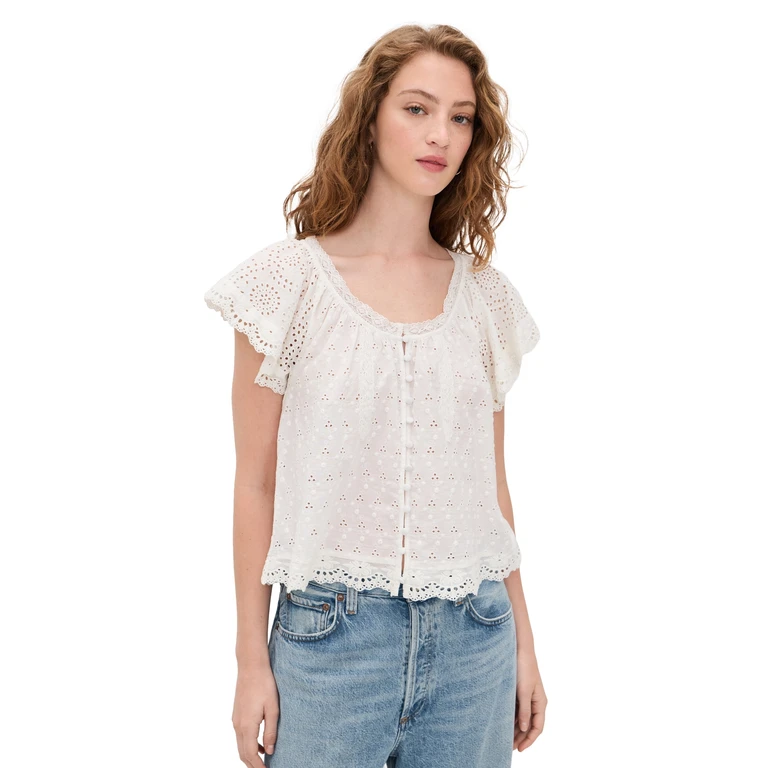 ALICE + OLIVIA Odette Ember Top Off White XS