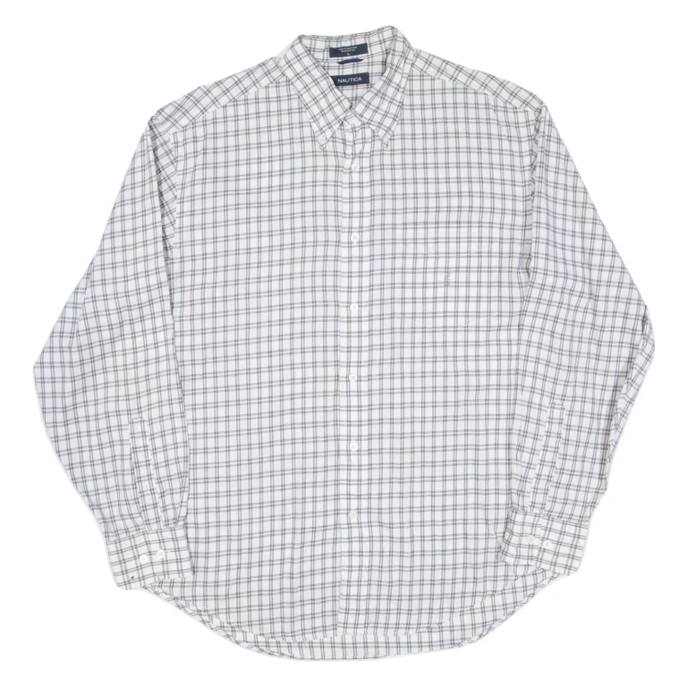 NAUTICA Mens Shirt Grey Check Long Sleeve L