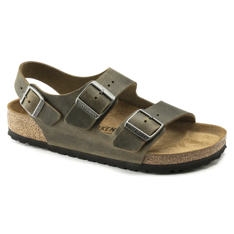 Milano Oiled Leather Faded Khaki Sandals