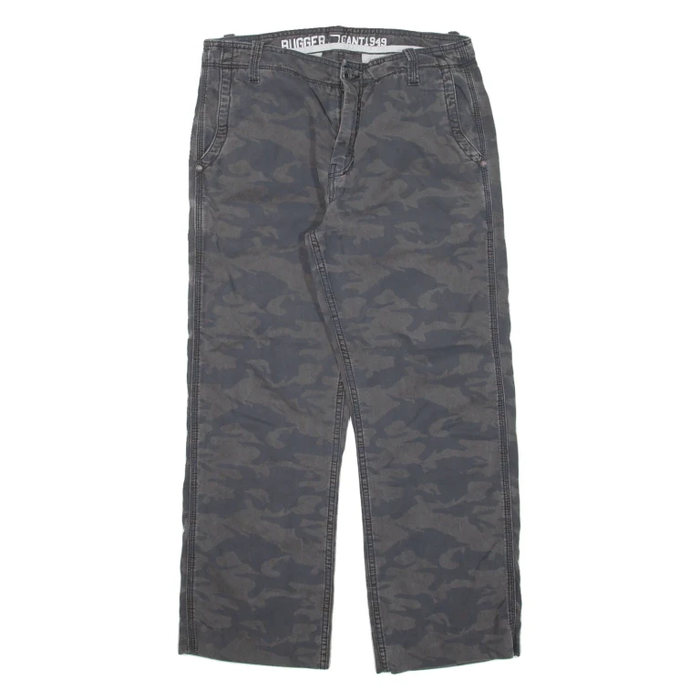 GANT Camo Mens Trousers Grey Relaxed Straight W31 L26