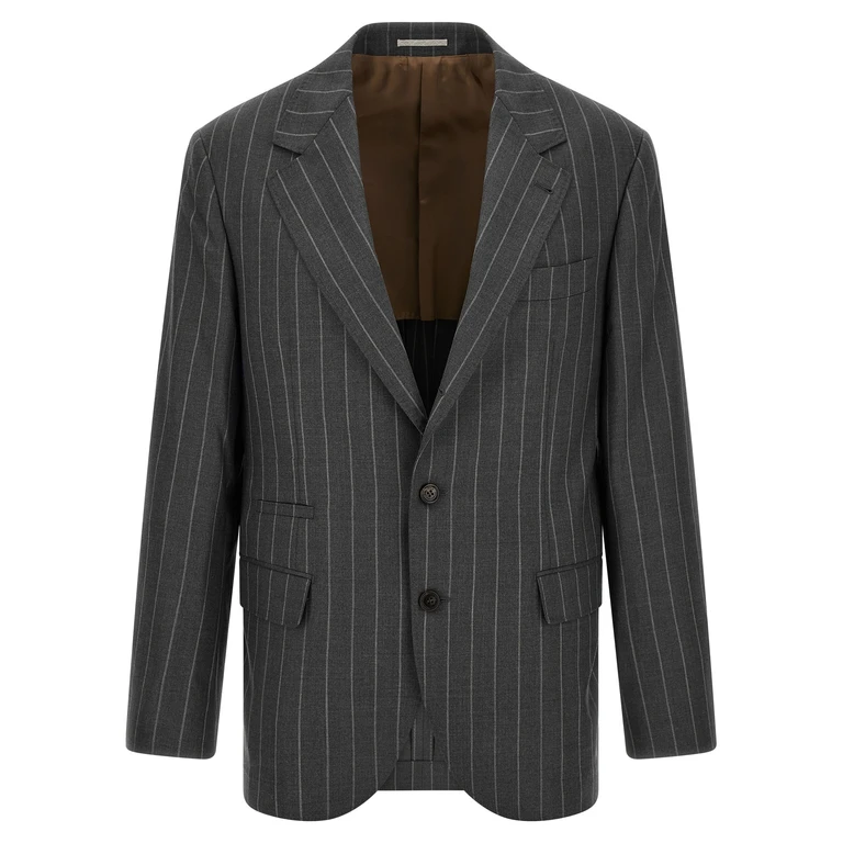 Brunello Cucinelli Gray Virgin Wool Blazer Clothing - Men