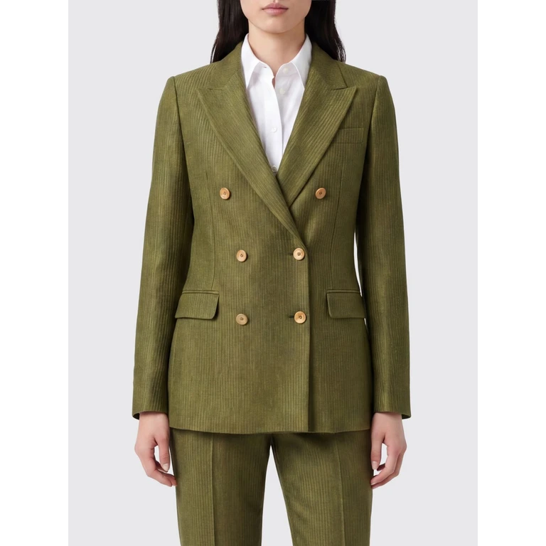 Short Double-Breasted Blazer with Peak Lapels and Flap Pockets (JPARIGIBSV340311EV804678)