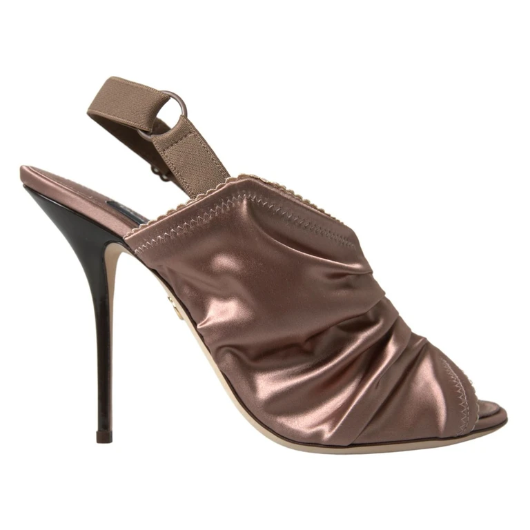 Dolce & Gabbana Light Brown Slingback Corset Style Fastening Stiletto Heels Nylon - Women