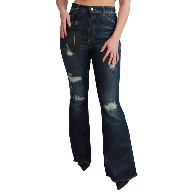 Blue Cotton Flared Jeans Clothing - Women