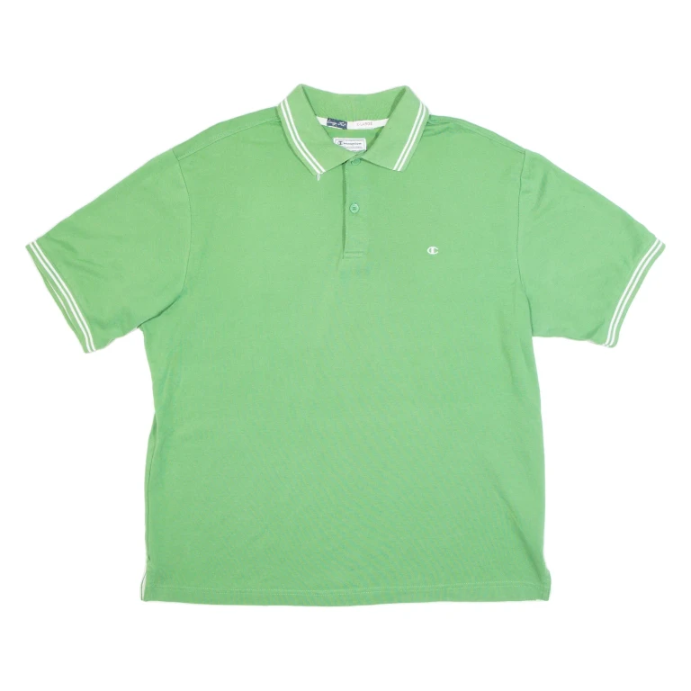 CHAMPION Mens Polo Shirt Green 90s XL