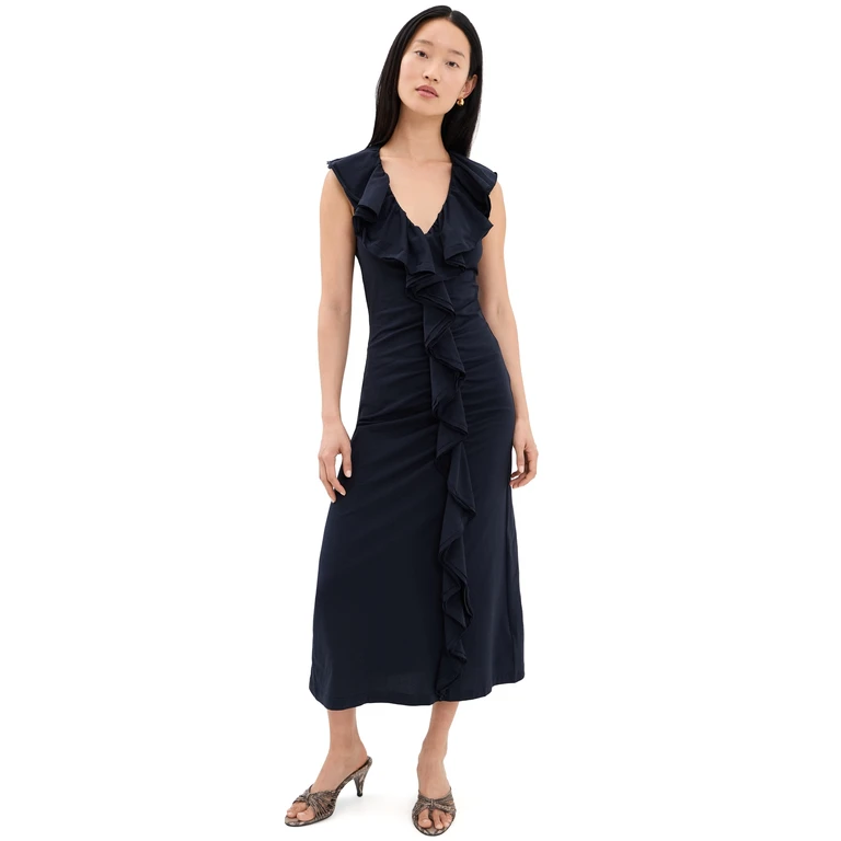 Ulla Johnson Chiara Cotton Ruffle Dress Midnight M