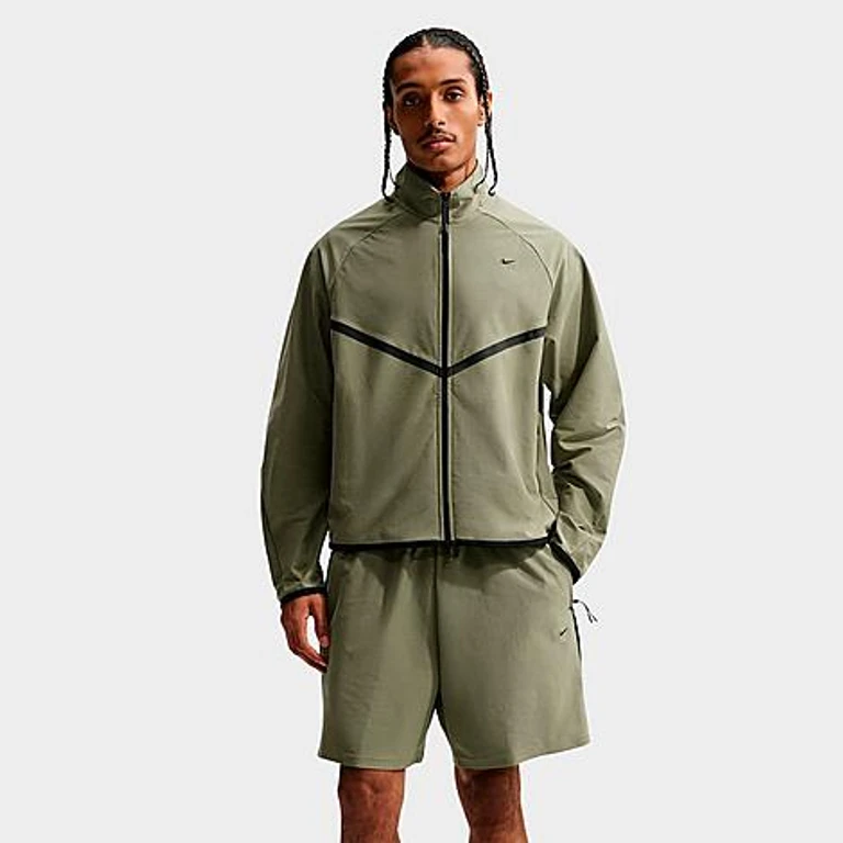 Nike Men's Sportswear Tech Dri-FIT Shori Knit Track Jacket in Silver Sage/Black Size: XS