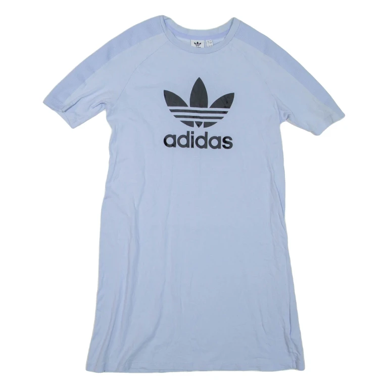 ADIDAS Womens T-Shirt Dress Blue Short Sleeve Short UK 8