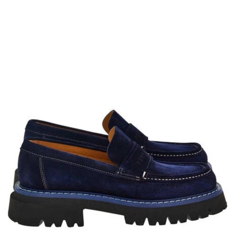 Ferragamo Midnight Fergal Chunky Loafers, Size 9 EE