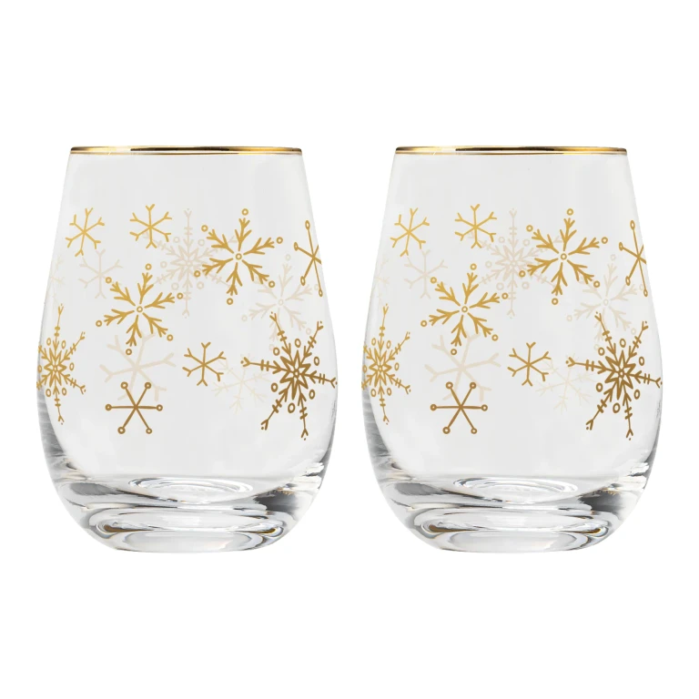 Snowflakes Stemless Wine Glass - Boxed Set of 2