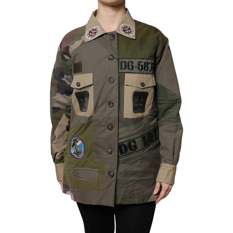Dolce & Gabbana Military Green Cotton Button Down Jacket Dark Clothing - Women