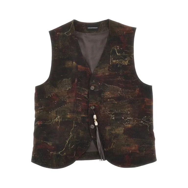 EMPORIO ARMANI Printed cupro vest Man 48