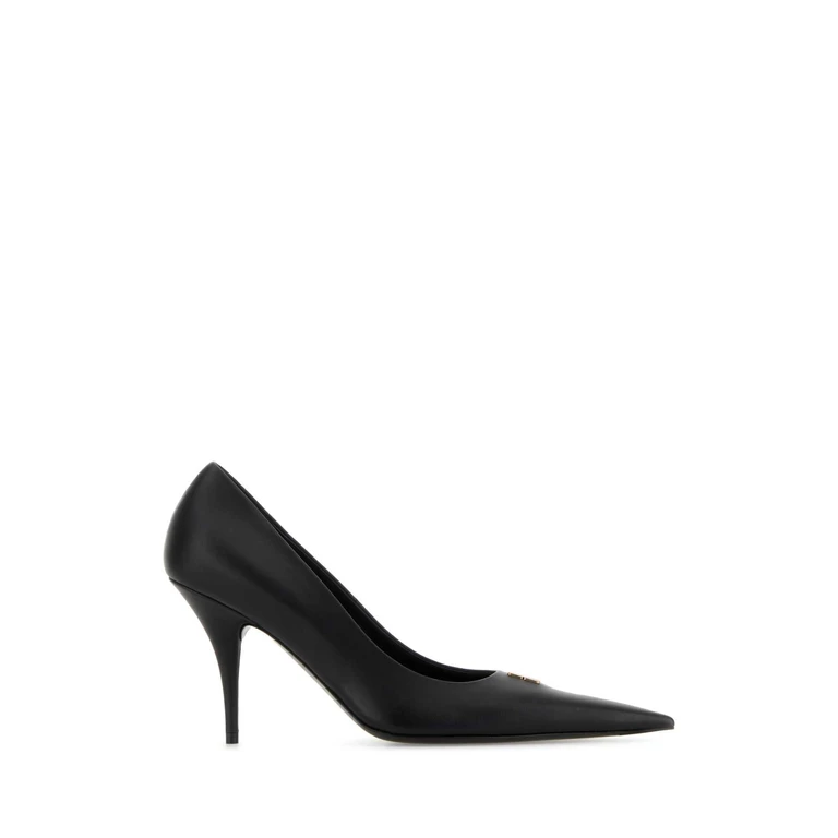 Balenciaga Black Leather Avenue Bb Editor 90 Pumps Black/gold Scarpe Con Tacco - Women