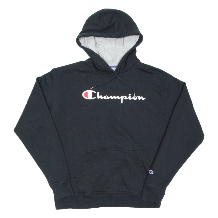 CHAMPION Mens Black Hoodie L
